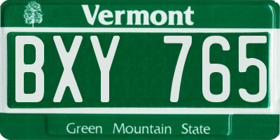 VT license plate BXY765