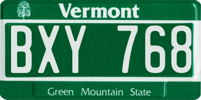 VT license plate BXY768