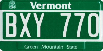 VT license plate BXY770