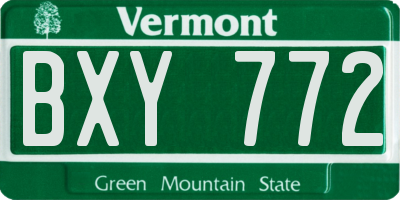 VT license plate BXY772
