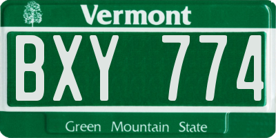 VT license plate BXY774