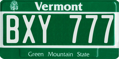 VT license plate BXY777