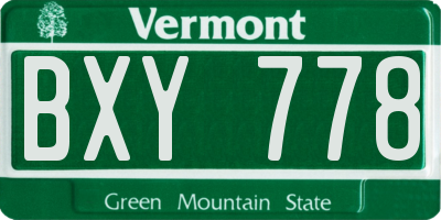 VT license plate BXY778