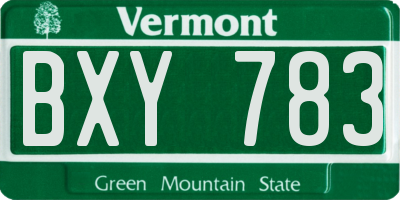 VT license plate BXY783