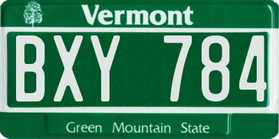 VT license plate BXY784