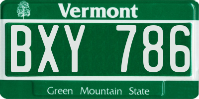 VT license plate BXY786
