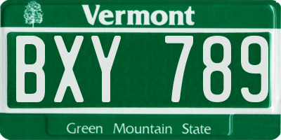 VT license plate BXY789