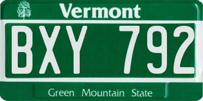 VT license plate BXY792