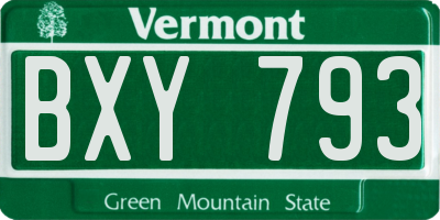 VT license plate BXY793