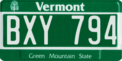 VT license plate BXY794