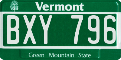 VT license plate BXY796