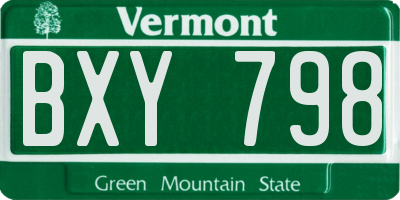 VT license plate BXY798