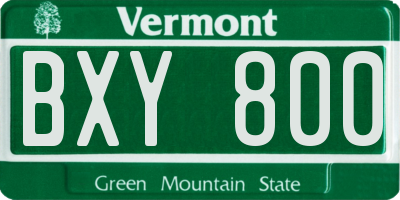 VT license plate BXY800