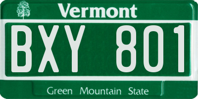 VT license plate BXY801