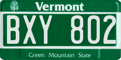 VT license plate BXY802