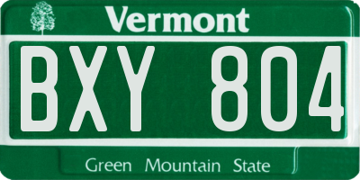 VT license plate BXY804