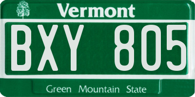 VT license plate BXY805
