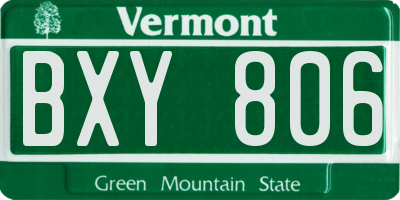 VT license plate BXY806