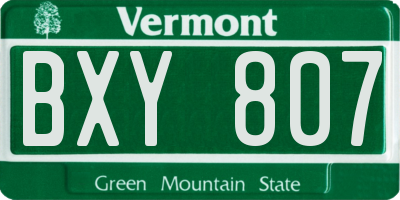 VT license plate BXY807