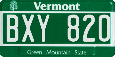 VT license plate BXY820