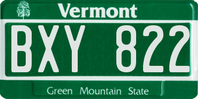 VT license plate BXY822