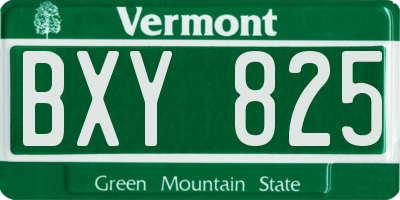 VT license plate BXY825