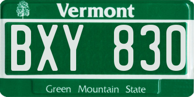 VT license plate BXY830