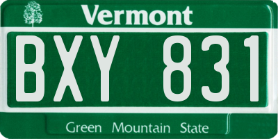 VT license plate BXY831