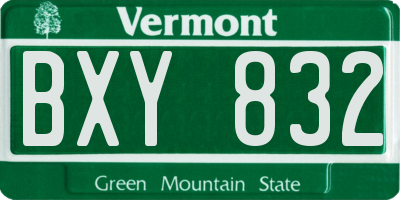 VT license plate BXY832