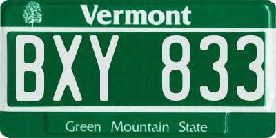 VT license plate BXY833