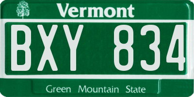VT license plate BXY834