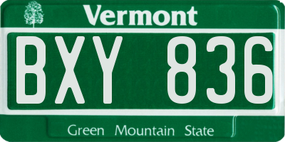 VT license plate BXY836