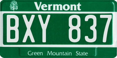 VT license plate BXY837