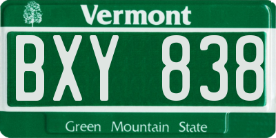 VT license plate BXY838