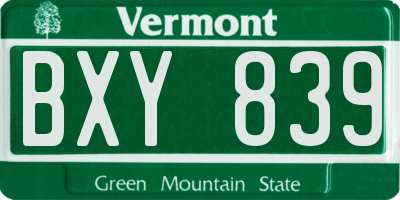 VT license plate BXY839