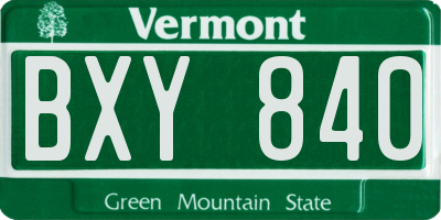 VT license plate BXY840