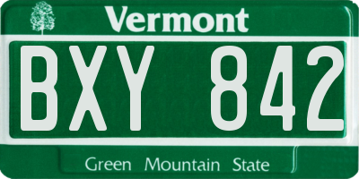 VT license plate BXY842