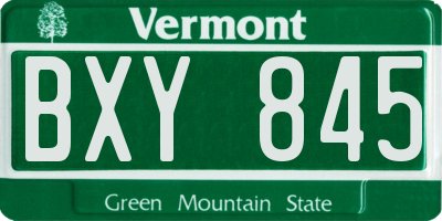 VT license plate BXY845