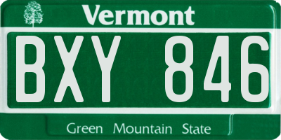 VT license plate BXY846