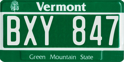 VT license plate BXY847