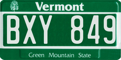 VT license plate BXY849