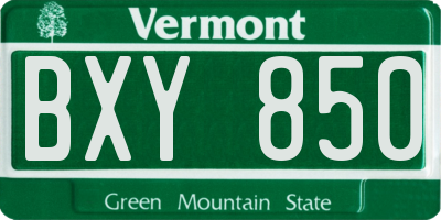 VT license plate BXY850