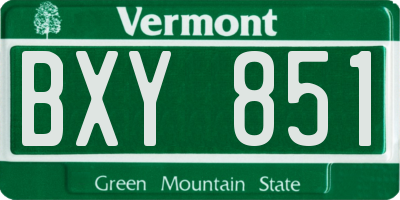 VT license plate BXY851