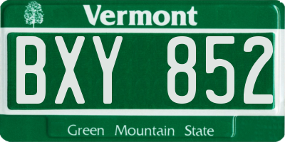 VT license plate BXY852