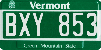 VT license plate BXY853