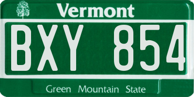 VT license plate BXY854