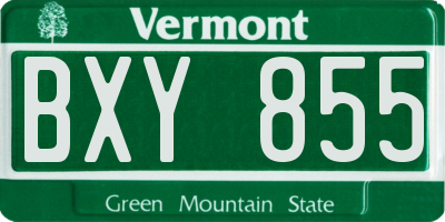 VT license plate BXY855