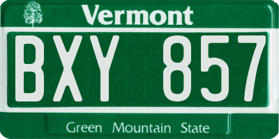 VT license plate BXY857