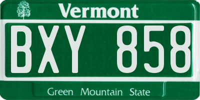 VT license plate BXY858
