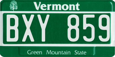 VT license plate BXY859